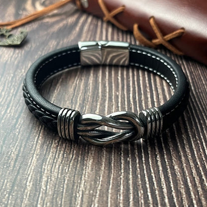 To My Grandson/Son Braided Leather Bracelet